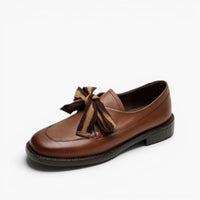 Mila | Comfortable Leather Loafers with Bow Detail