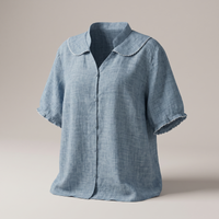 Rosalie | Airy Style Linen Blouse with Scalloped Collar