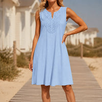 Cataleya | Lace Trim V-Neck Linen Summer Shift Dress