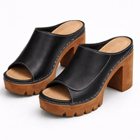 Valerie | Elegant Slip-On Style Leather Block-Heel Mules