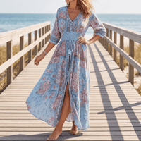 Zara | Elegant V-Neck Style Floral Wrap Maxi Dress