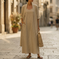 Lucia | Cotton-Linen Two-Piece Set with Duster