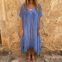Ophelia | Breezy Cotton-Linen V-Neck Midi Dress