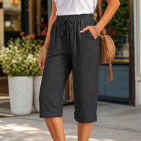 Natalie | Comfortable Lightweight Cotton-Linen Capri Pants