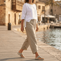 Lydia | Linen Blend Asymmetric Cropped Pants