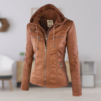 Ruby | Tailored Style Faux Leather Hooded Jacket