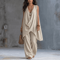 Natalie | Draped Linen Two-Piece Set for Women