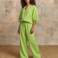 Everly | Breezy Style Linen Two-Piece Set with Zip