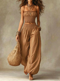 Alice | Smocked Crop Top Wide-Leg Two-Piece Set
