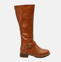 Alina | Trendy Buckle Accent Knee High Boots