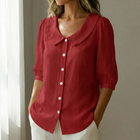 Charlie | Retro Button-Up Style Peter Pan Collar Blouse