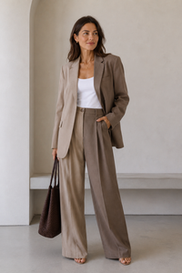 Madelyn | Two-Tone Contrast Blazer & Wide-Leg Pants Two Piece Set