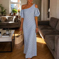 Juliana | One-Shoulder Style Striped Maxi Dress