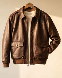 David | Classic Zip-Front Style Leather Jacket