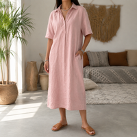 Norah | Effortless Summer Style Linen Polo Midi Dress