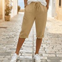Everly | Summer Style Cotton-Linen Drawstring Capri Pants