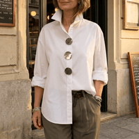 Valerie | Statement Blouse with Oversized Silver Buttons