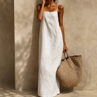 Alora | Effortless Summer Style Linen Maxi Slip Dress
