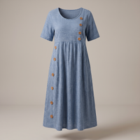 Catalina | Lightweight Striped Midi Dress with Button Detail