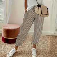 Eliza | Comfortable Striped Style Wide Leg Linen Pants