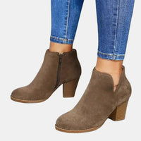 Beatrice | Women's Suede Block Heel Side-Zip Ankle Boots